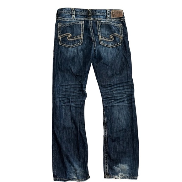 Silver Nash Heritage Men’s 36 x34 Blue Jeans Straight Leg Contrast Stitch Denim - Picture 2 of 7